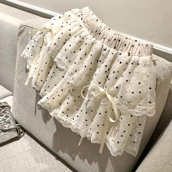 Kawaii Japanese Lace Bow Mini Skirt