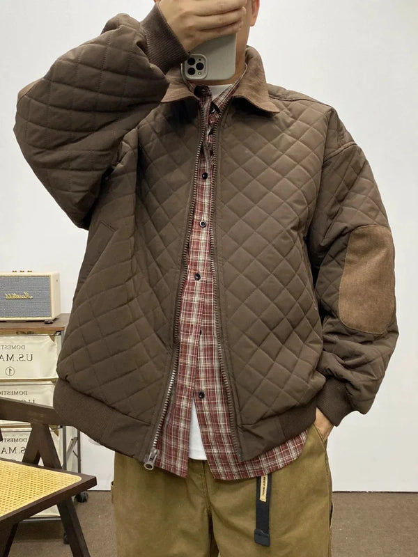 Diamond Pattern Padded Puffer Jacket