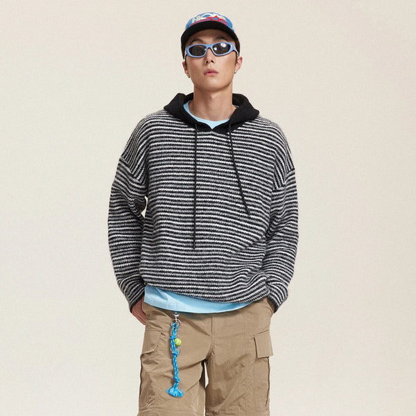 Striped Hooded Sweater Knitwear Pullover