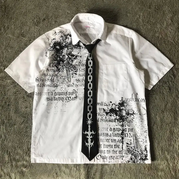 Y2K Gothic Tie Shirt