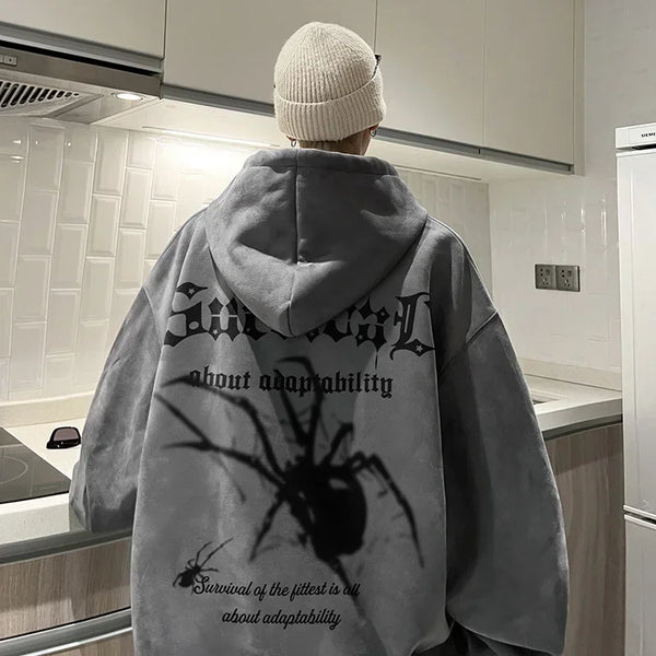 Gothic Spider Printed Hoodie