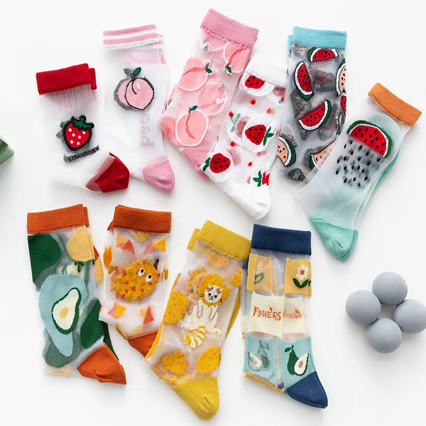 Calcetines de seda con dibujos animados creativos de alta calidad