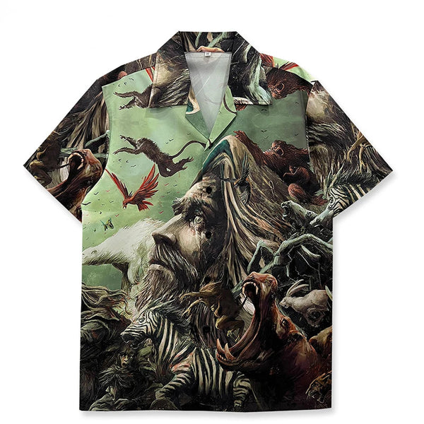 Vintage Hawaiian Graphic Beach Aloha Shirt