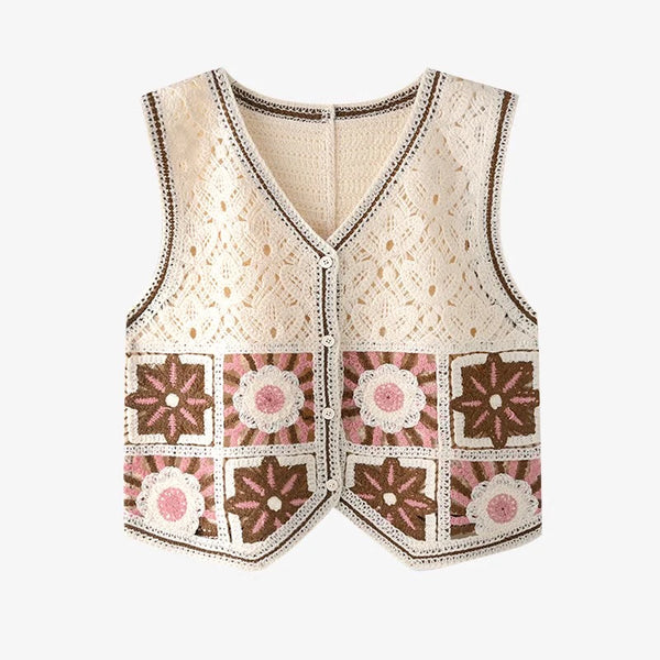Handmade Crochet Woman Vest Open Front