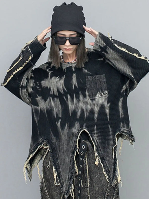 Long-sleeved Ripped Grunge Sweater