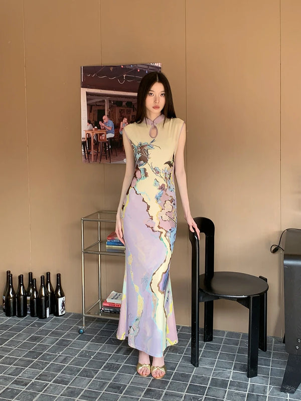 Vintage Cut Out Floral Maxi Dress