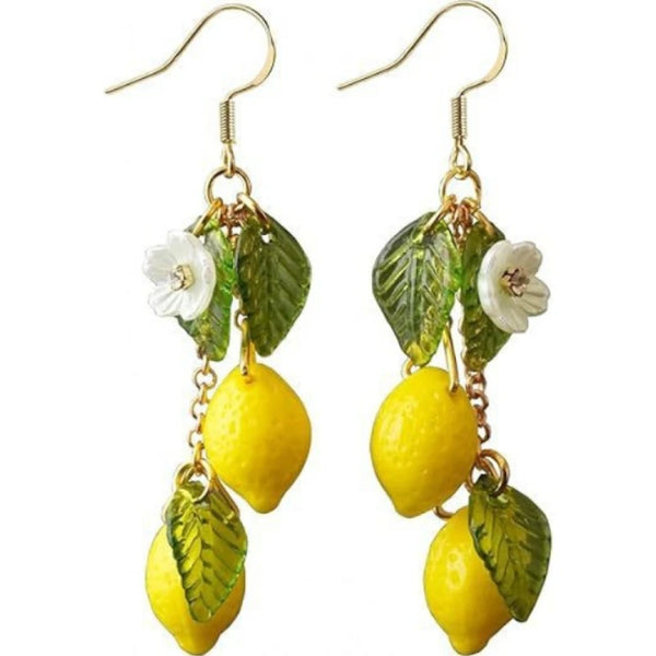 Lightweight Lemon Fruit Glass Earrings