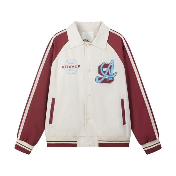 Striped Patchwork Varsity Jacket