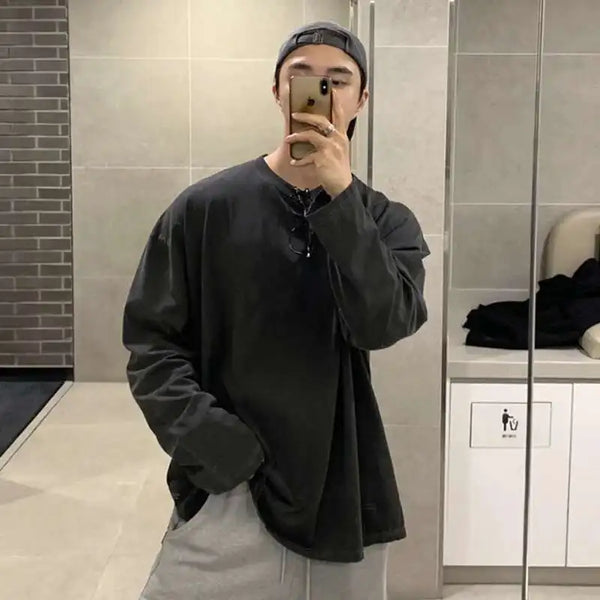 Stylish Korean Casual Solid Color T-Shirt