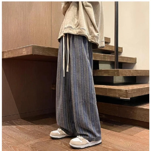Pantalones casuales de rayas con pierna ancha