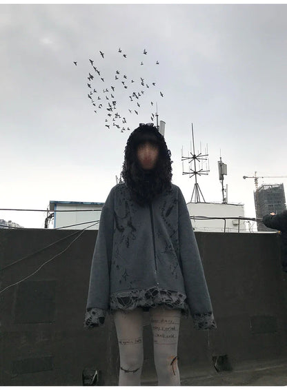 Grunge zerrissener Hoodie