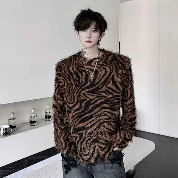 Stylish Zebra Stripe Long Sleeve T-Shirt