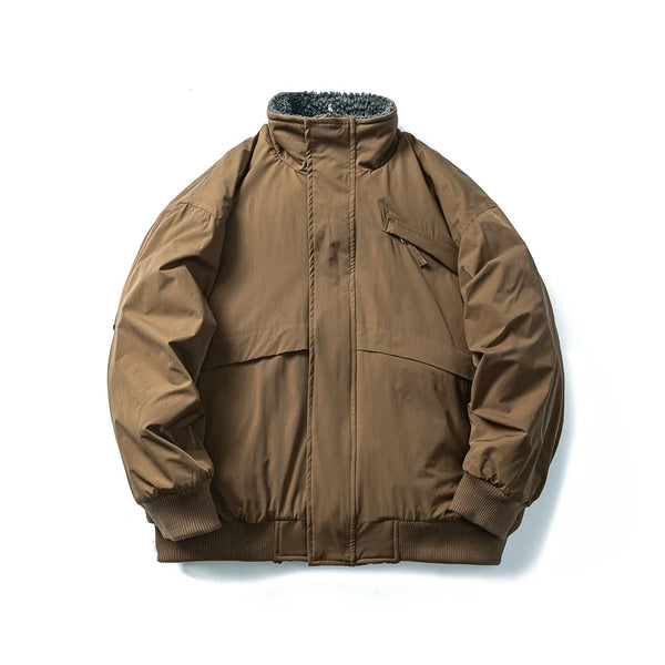 Faux Fur Thicken Cargo Bomber Jacket