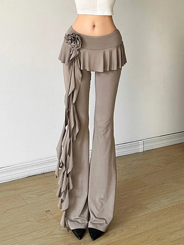 Ruffled Flower Straight Leg Vintage Pants