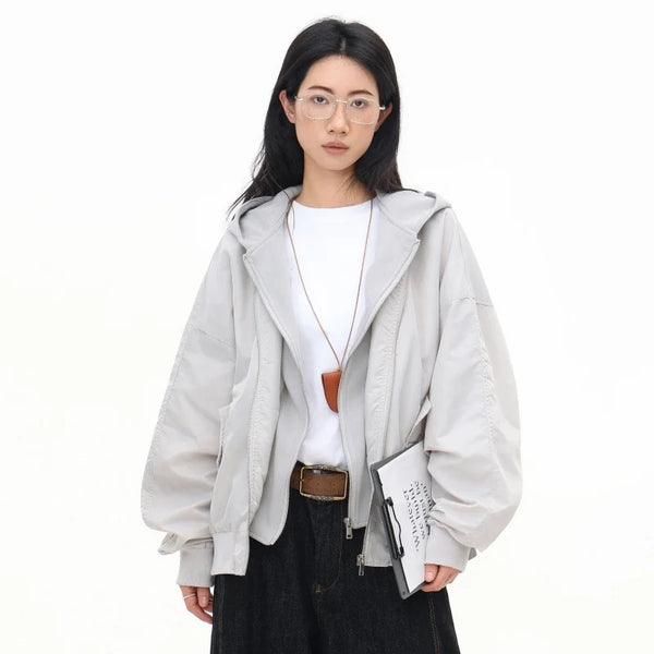Oversized Graphic Zip-Up Hoodie