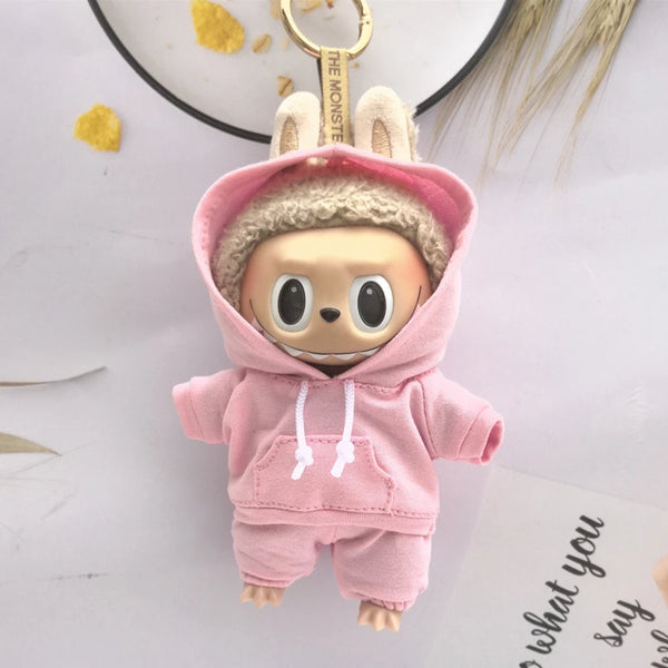 Lobubu-Inspired Solid Color Hoodie and Pants Set
