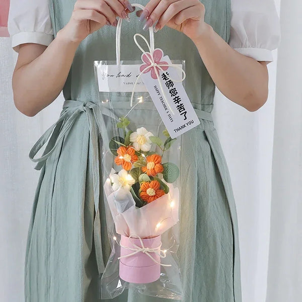 Crochet Flower Bouquet With LED Light String Gift