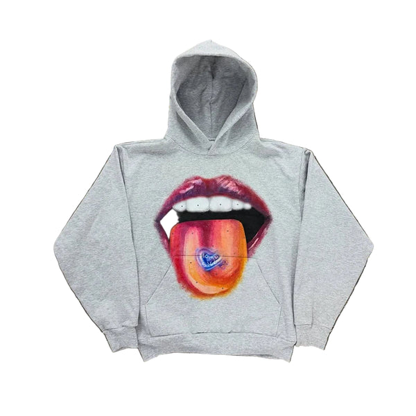 Vibrant Lips Pattern Casual Hoodie