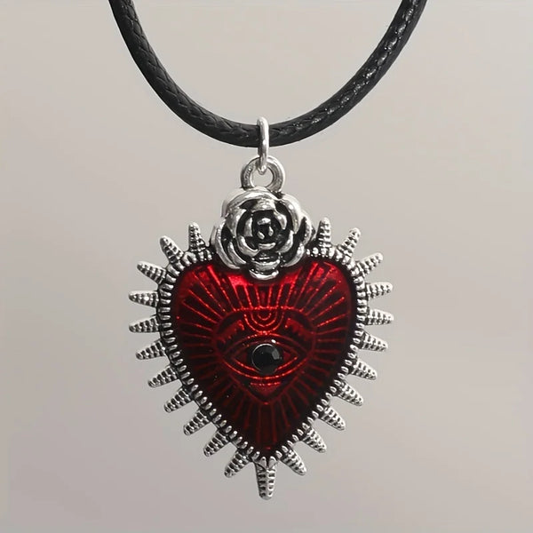 Gothic Heart Pendant Thorns Necklace
