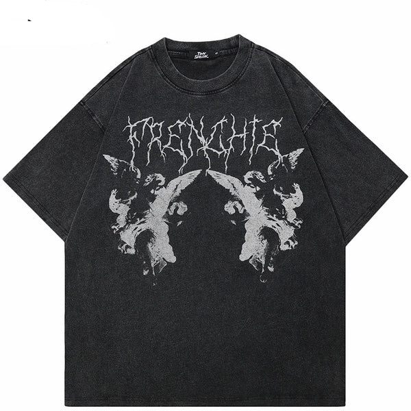 Vintage Retro Washed Black Graphic T-Shirt