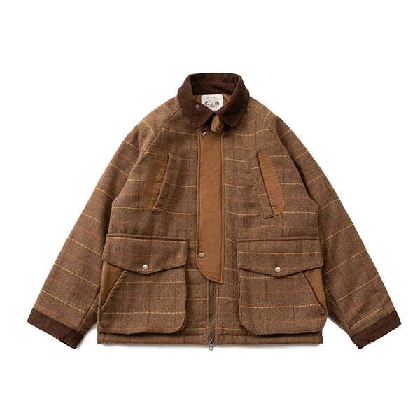 Retro Plaid Woolen Brown Padded Jacket