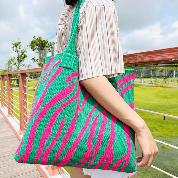 Vintage Zebra Pattern Crochet Bag