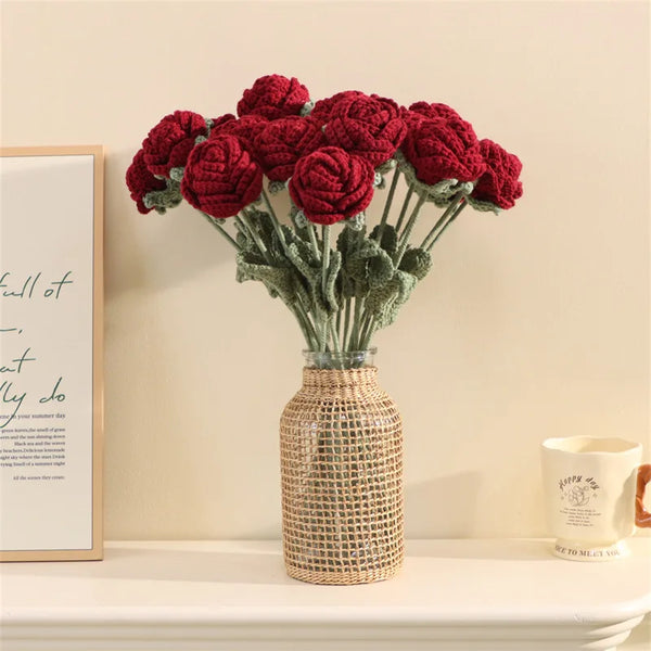Elegance Crochet Rose Flower Home Decoration