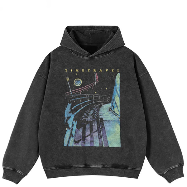 Faded Black Hip Hop Graphic Hoodie