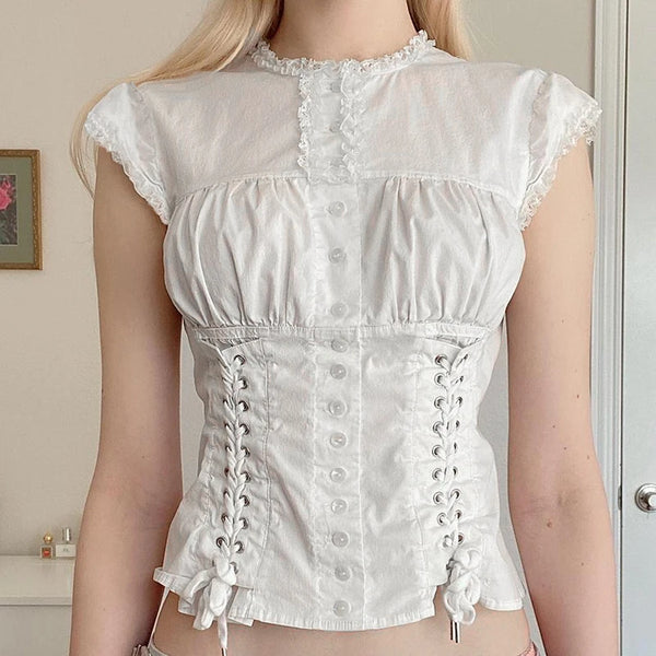 Coquette Ruffle Trim Crop Top