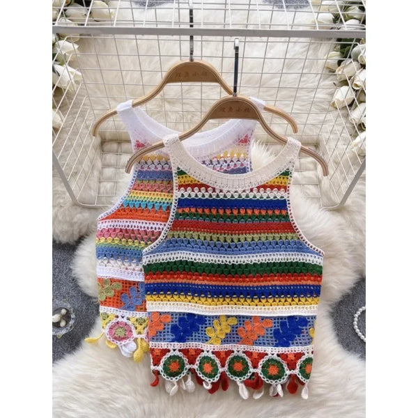 Vintage Knitted Retro Crochet Women Tank Tops