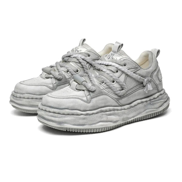 School Vintage Dirty White Punk Sneakers