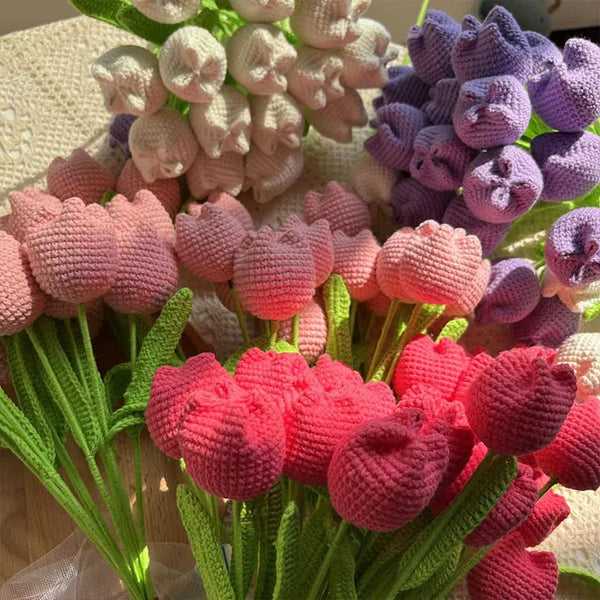 Knitted Rose Tulips Flower Wedding Bouquet