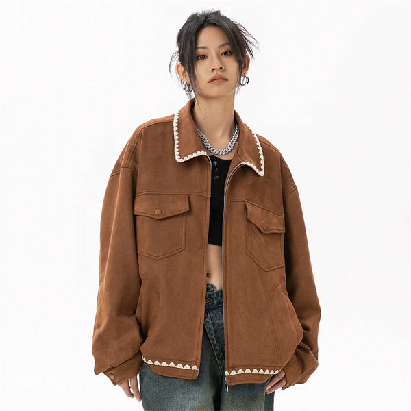 Stylish Suede Bomber Jacket