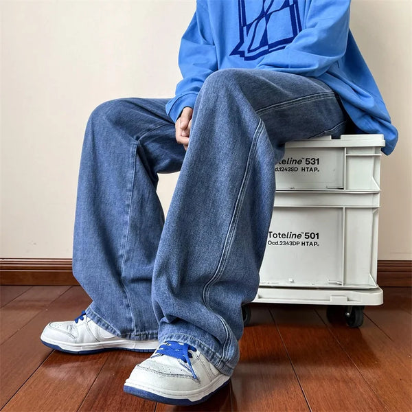 Baggy Straight Leg Solid Color Jeans