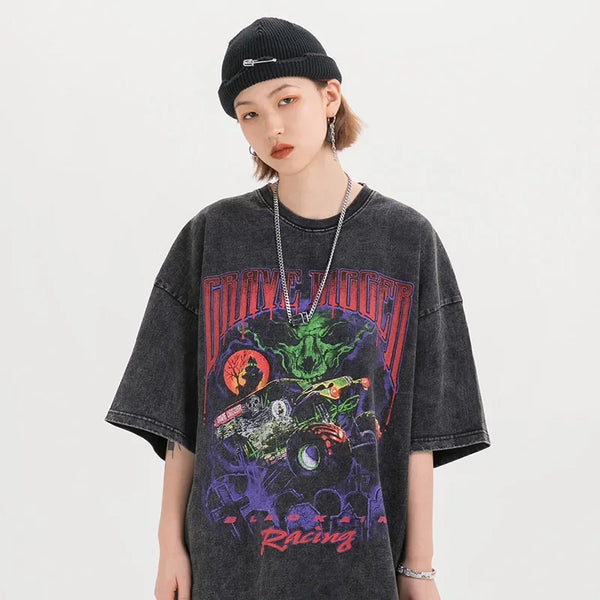 Oversize Devil Racing Hip Hop T-Shirt