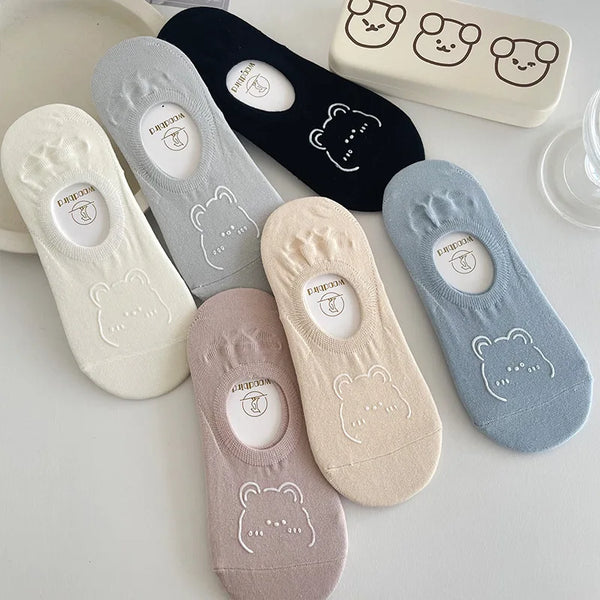 Calcetines de mujer con bonitos dibujos de osos japoneses