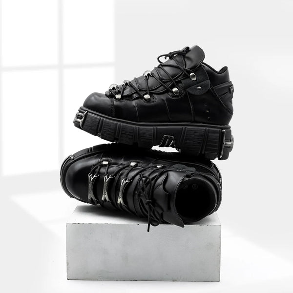 Gothic Platform Leather Ankle Sneakers