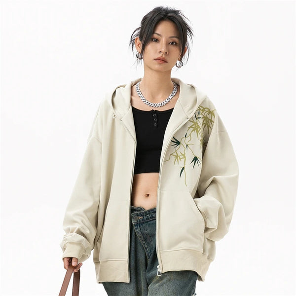 Oversize Soft Girl Zip-Up Hoodie