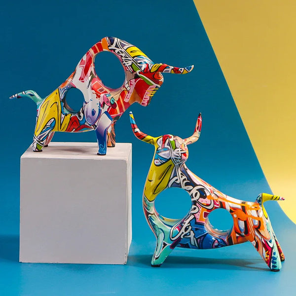 Colorful Cattle Animal Statue