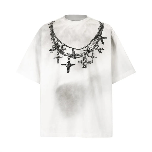 Camiseta corta holgada con cuello redondo