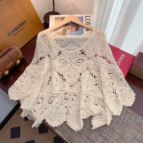 Crochet Versatile Shawl Cropped Handmade Top