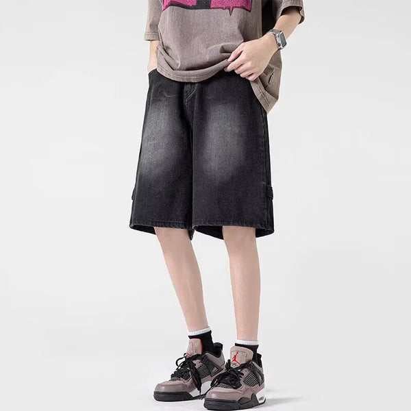 Vintage Washed Cargo Denim Shorts