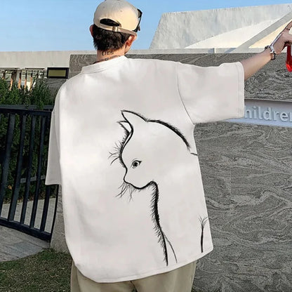 Übergroßes koreanisches Katzen-T-Shirt