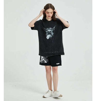 Gewaschenes Dobermann-Hunde-T-Shirt