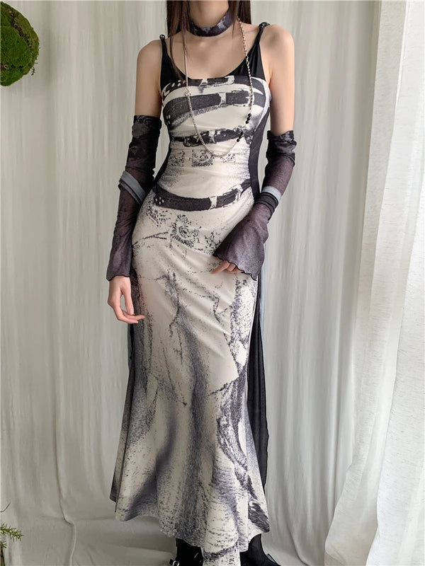 Grunge Marble Maxi Dress