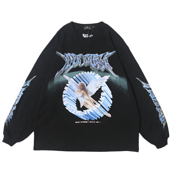 Retro Angel Print Loose Hip T-Shirt