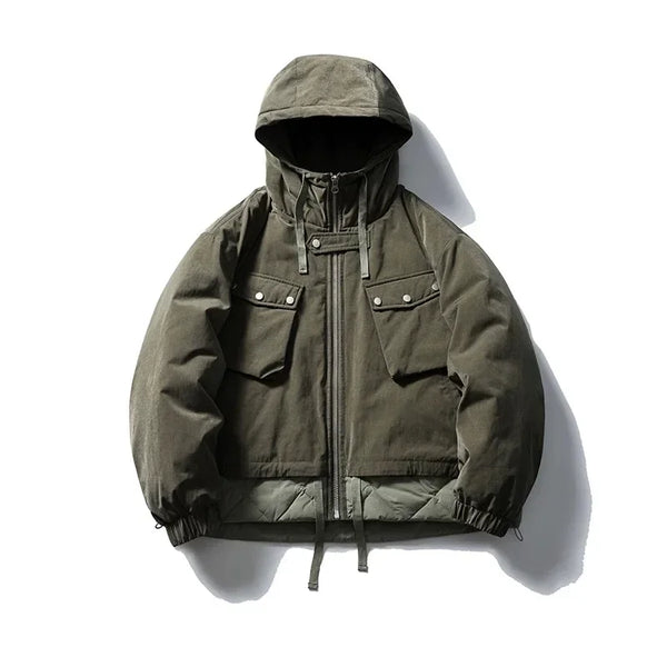 Warm Winter Hooded Down Cargo Jacket
