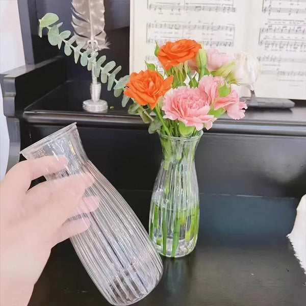 Transparent Plastic Striped Vases