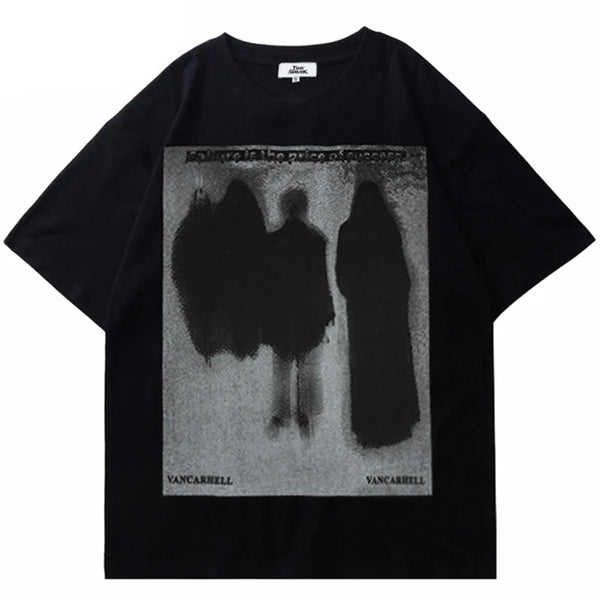 Camiseta de verano de estilo oscuro con estampado de sombras