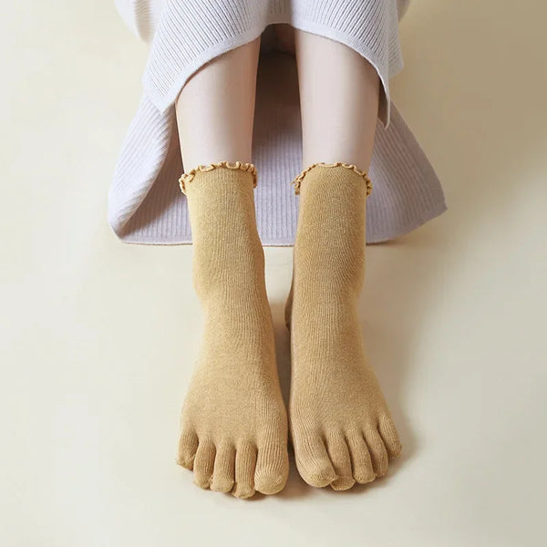 Colorful Loose Edge Curl Cotton Five-Toe